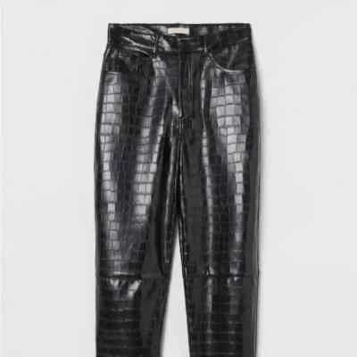 HM faux leather black snake jeans trendy chic city spring fall  - Image 1 of 4