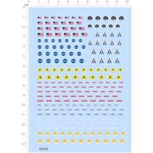 1/144 1/72 1/35 2-5mm NASA US Flags Insignias Biohazard Symbol Water Decal 68345 - Picture 1 of 1