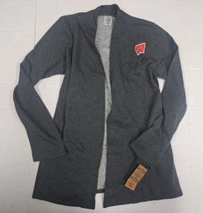 Wisconsin Badgers Women's Gray Open Front Cardigan Rivalry Threads Medium - Picture 1 of 2
