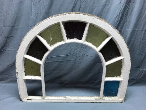 Antique Arched Dome Top Stained Glass Window Sash Shabby VTG Chic 25X31 1108-22B Cover