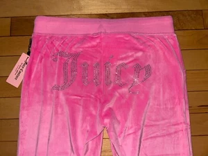 NEU! Neu mit Etikett Juicy Couture Velour OG Big Bling Jogginghose hübscher Schmollmund rosa Größe S - Bild 1 von 5