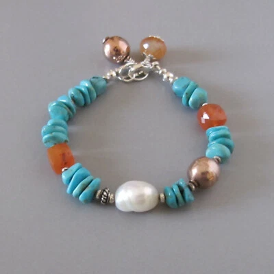 Pulsera djs Sundance Turquesa Perla Cornalina Cobre Esterlina Plata Catálogo Lk Foto 1 de 4