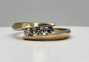 14K Gelbgold Tension Bypass Diamant Ring Größe 7 - Bild 1 von 8