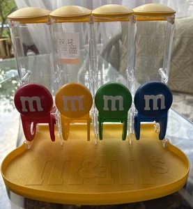 M&M's World Four Tube Candy Treat Dispenser 4 color Red Yellow Green Blue VTG - Picture 1 of 11