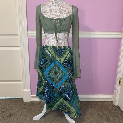 Falda Speechless Vintage Años 90 Y2k Sirena Fairycore Casa Renacimiento Paisley Foto 1 de 4