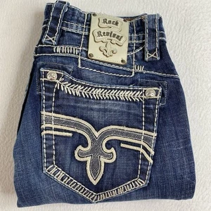 Rock Revival Jeans Mens 32/33 x 33 Thom Relaxed Straight Medium Wash Y2K READ - Picture 1 of 21