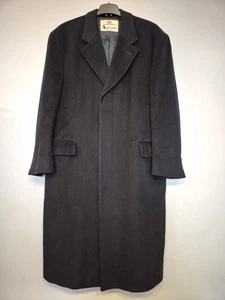 VTG 1990's Aquascutum Wool Overcoat Button Up Long Coat 42R Dark Navy Blue - Picture 1 of 10