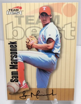 SAM MARSONEK-PITCHER-TEXAS RANGERS-1998 TEAM BEST -AUTOGRAPHED - Image 1 of 2