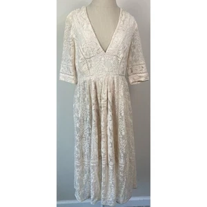 Free People abito donna panna pizzo ricamato lunghezza ginocchio taglia 8 - Foto 1 di 4