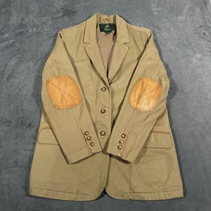 Orvis Jacket Mens Medium Khaki Zambezi Field Blazer Sport Coat Elbow Patches Cot - Picture 1 of 21