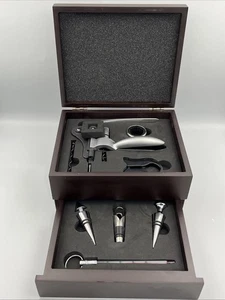 Wine Bottle Opener Set Wooden Gift Box Corkscrew Stoppers Bar Tools - Picture 1 of 11