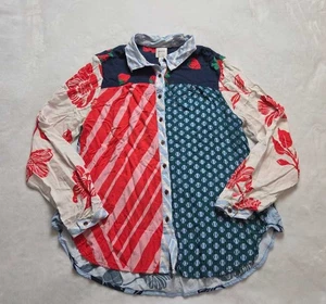 M Maeve x Anthropologie Paz Kontrast Button Down Hemd Bluse Rot - Bild 1 von 11
