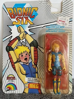 Figura de acción Bionic Six Meg totalmente posable de metal fundido 1986 LJN Foto 1 de 3