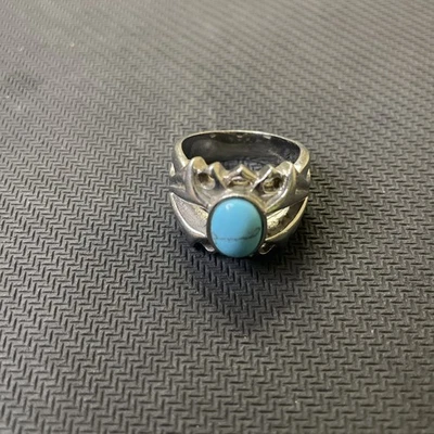 Anillo Turquesa Tribal India De Colección Acero Inoxidable Genial Anillo Motociclista Punk Foto 1 de 4
