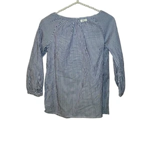 NWT Girls Sz 12 Crewcuts Blue White Striped Bow Sleeve 100% Cotton Preppy Top - Picture 1 of 6