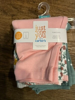 Carters Just One You 4 Pk Leggings 3 Meses Rosa,Florido,Gris,Verde Foto 1 de 4