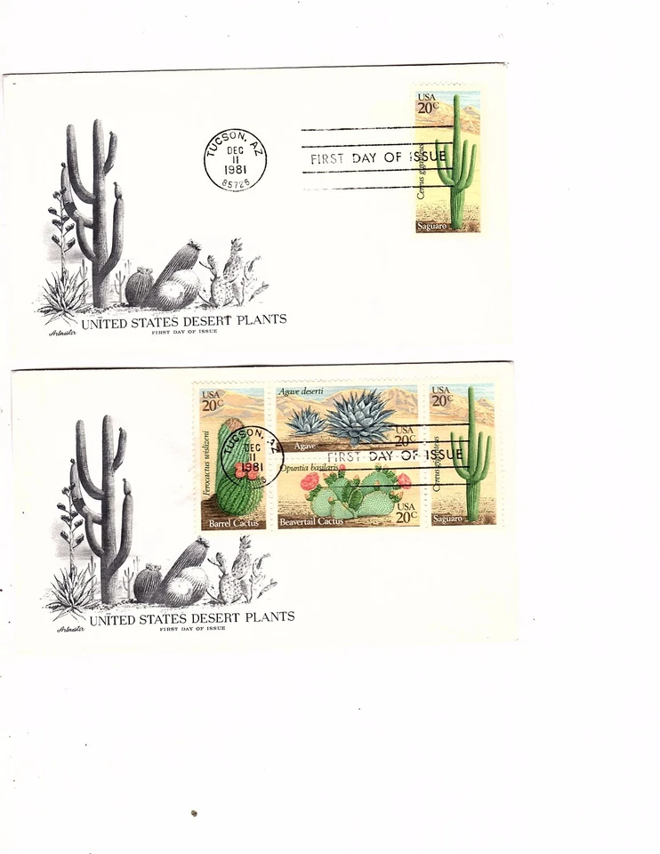 1945 and A  BLOCK of 4 DESERT PLANTS FDC  ARTMASTER CACHET 41 in auction g12  - Image 1 of 1