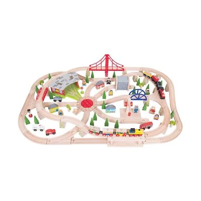 Bigjigs Rail 130pc Freight Wooden Train Set - Freight Kids Train Set with Sto... - Image 1 of 4