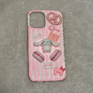 Sanrio Decoden CinnamonRoll Case iPhone 12 Pro Max Kawaii Pink Whipped Cream - Picture 1 of 1