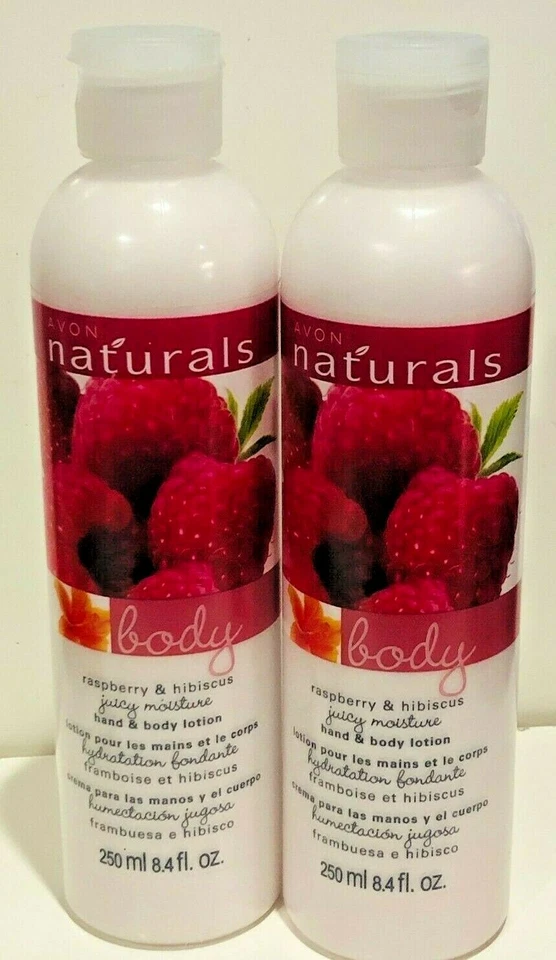AVON NATURALS   RASPBERRY & HIBISCUS  MOISTURIZING HAND AND BODY LOTION 2 PIECES - Image 1 of 1