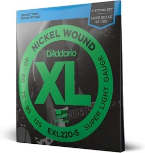D'Addario Super Light 5-String, Long Scale, XL ProSteels Bass Strings, 40-125 - Picture 1 of 2