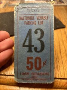 1965 Baltimore Orioles Parking Lot Pass Venable Parking Lot $.50