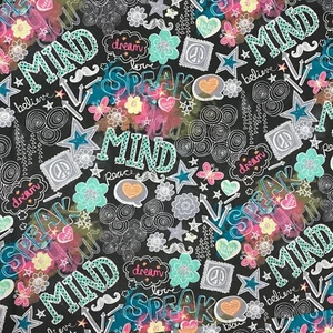 Dream Believe Speak Your Mind Script Sewing Quilting Cotton Fabric 1/2 Yard  - Picture 1 of 2