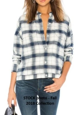 Camisa de franela Adriano Goldschmied AG para mujer talla S azul suave rosa/melocotón a cuadros Foto 1 de 4