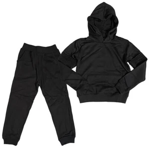 Kids Tracksuit Black Boohoo Childrens Set Ribbed Fitted Full Track Suit RRP £45 - Picture 1 of 16