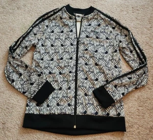 GIRLS large ADIDAS ZEBRA FULL ZIP FRONT JACKET ATHLETIC WEAR pockets SOFT FEEL - Picture 1 of 5