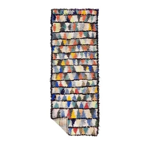 Moroccan Handmade Vintage Rug 3'1x8'7 Berber Geometric Multicolor Cotton Carpet - Picture 1 of 12