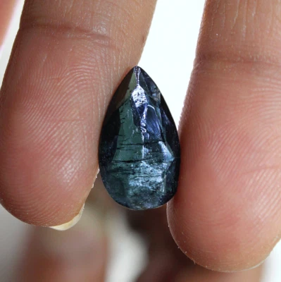 6.15 Cts Natural Blue Tourmaline Untreated 17.6mmx10mm Pear Faceted Cut Gemstone - Image 1 of 4