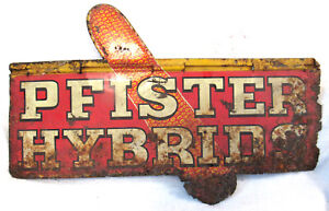 Vintage Pfister Hybrids Die-Cast Metal Seed Corn Sign-18x12-Very Poor Condition