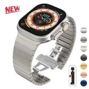 Correa de lujo para Apple Watch Ultra 49 mm pulsera de acero inoxidable iWatch 10 9 8 7 - Imagen 1 de 20