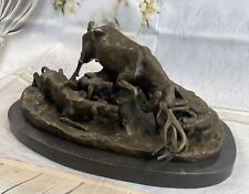 100% Solid Bronze Kunst Deko Hot Guss Reh Hirsch Mit Hunde Messingskulptur Figur