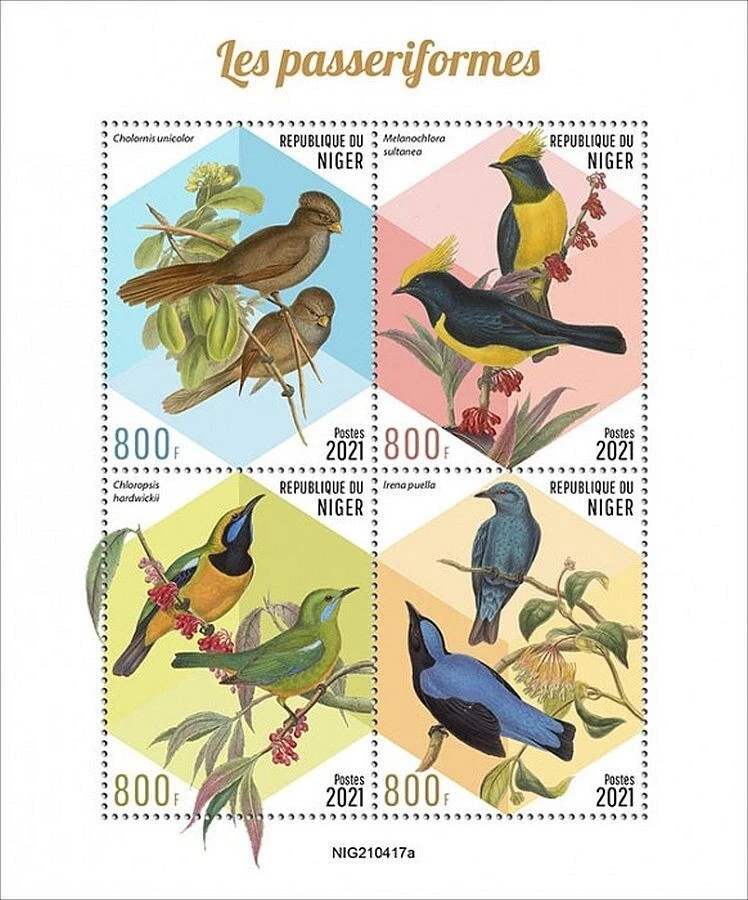 Hoja de estampillas de pájaros/pájaros posados valor 4 MNH #777 (2021 Níger) Foto 1 de 1
