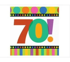 Happy 70th Birthday 'Dots and Stripes' Small Napkins (16ct) - Picture 1 of 3