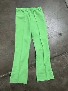 Vintage 70s Sears Neon Green Waffle Knit Pleated Trousers Small - Picture 1 of 9
