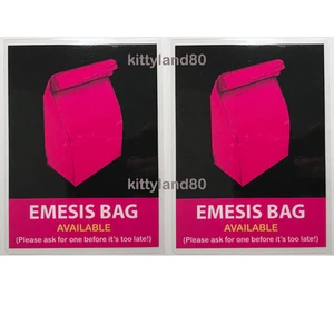 2 x  Headrest Decal Emesis Bag Sign Display - Picture 1 of 3