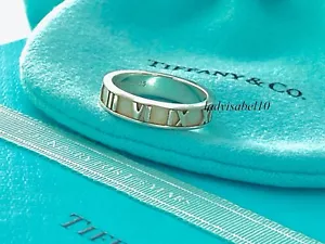 Tiffany & Co Atlas Gr. 4,75 schmaler Bandring römische Ziffer Liebe Silber mit Etui - Bild 1 von 7
