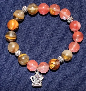 Ganapati Watermelon Tourmaline and Tiger's Eye Bead Mala Bracelet (NEAR MINT)  - Picture 1 of 3