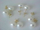 4 Sets Of White Natural 8-9Mm Aaa+South Seas Pearl Earrings With Stud 14K Gold P