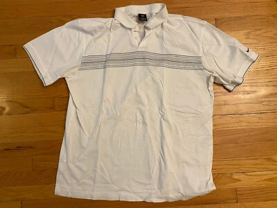 Polo de golf Nike vintage años 90 blanco azul rayas para hombre XXL Tiger Woods Foto 1 de 4