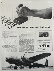1943 Packard Precision Built Power WWII Bomber Lancaster Rolls VTG Print Ad - Picture 1 of 1