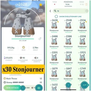 Pokémon Go | Stonjourner Regional Reino Unido x30 | Mini P T C 80K Stardust - Imagen 1 de 3