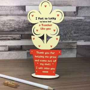 Teacher Gifts Thank You School Nursery Pre School Leaving Present Wooden Flower - Picture 1 of 6