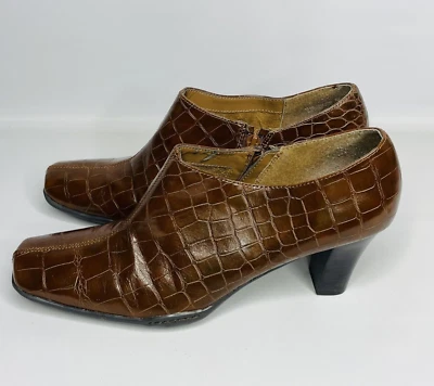 Aerosoles Cinchuation Botín Tacones Mujer Talla 10.5M Marrón Serpiente Repujado Foto 1 de 4