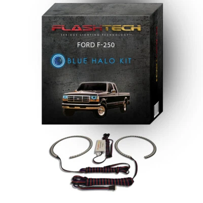 Blue Angel Eye LED Headlight Halo Ring kit for 1992-1997 Ford F-250 Headlights - Image 1 of 2