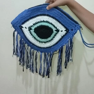 Crochet women's shoulder bag made of high quality threads Beautiful blue eye - Picture 1 of 8