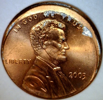 2003 ERROR OFF CENTER Lincoln Cent Unc/ BU O/C Coin RARE DATE  1c START AUCTION - Image 1 of 2